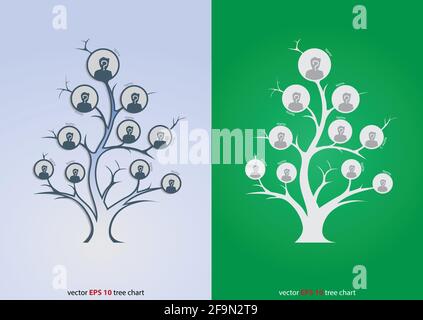 Leuchtender Baum Organigramm Infografik, Vorlage, Business Structure Concept, Business Flowchart Arbeitsprozess, Vektor Illustration. Stock Vektor