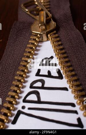 ZIP Hintergrundtextur von Reißverschlüssen Sliders. Hobby diy Konzept Stockfoto