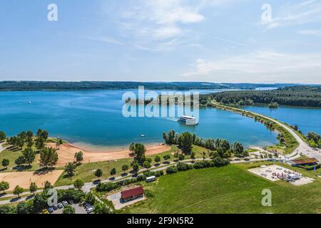 Luftaufnahme zum Seenhaus von Enderndorf am Brombachsee Stockfoto