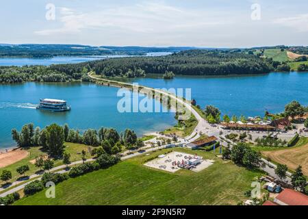 Luftaufnahme zum Seenhaus von Enderndorf am Brombachsee Stockfoto