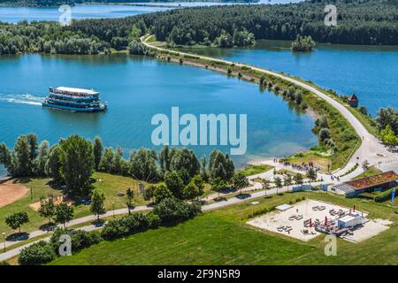 Luftaufnahme zum Seenhaus von Enderndorf am Brombachsee Stockfoto