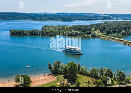 Luftaufnahme zum Seenhaus von Enderndorf am Brombachsee Stockfoto