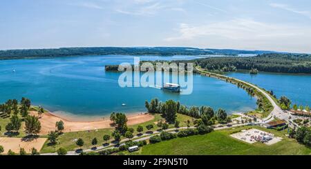 Luftaufnahme zum Seenhaus von Enderndorf am Brombachsee Stockfoto