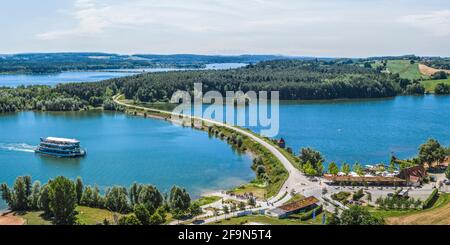 Luftaufnahme zum Seenhaus von Enderndorf am Brombachsee Stockfoto