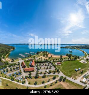 Luftaufnahme zum Seenhaus von Enderndorf am Brombachsee Stockfoto