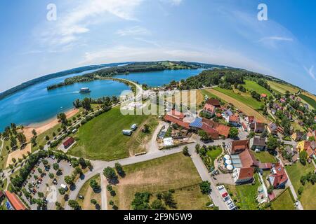 Luftaufnahme zum Seenhaus von Enderndorf am Brombachsee Stockfoto