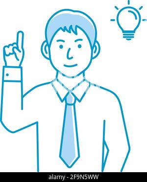 Vektor-Illustration eines jungen Geschäftsmannes mit einer guten Idee (Inspiration, Innovation) Stock Vektor