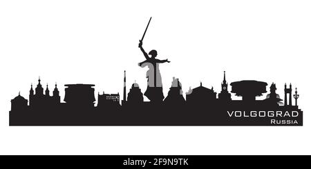 Wolgograd Russland Skyline Detaillierte Vektor Silhouette Stock Vektor