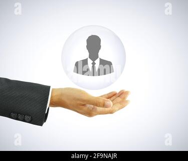 Handhalten Geschäftsmann Symbol - Business Abstract - HR-Konzept Stockfoto