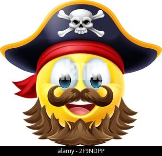 Pirate Emoticon Cartoon Face Stock Vektor