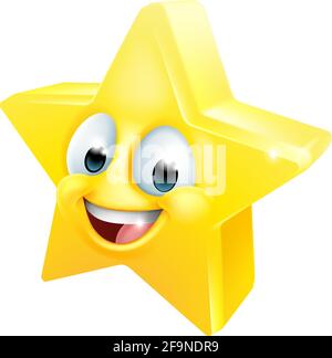 Star Happy Emoticon Cartoon Face Stock Vektor