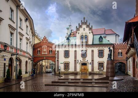 Krakau, Polen. Prinzessin Chartoryski's Alley. Auf einem kleinen Platz in der Pijarska Straße, in der Nähe von Florians Tor, befindet sich das Chartoryski Museum & die Bibliothek Stockfoto