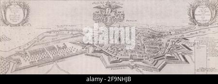 Stadtplan von Berlin. Der Stich aus dem 18. Jahrhundert. Stockfoto