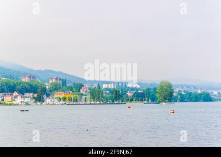 Panorama der schweizer Stadt Rorschach am bodensee see Stockfoto