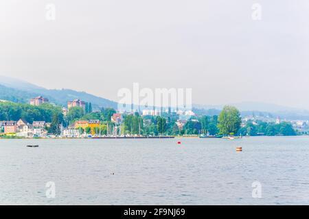 Panorama der schweizer Stadt Rorschach am bodensee see Stockfoto