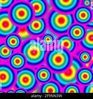 Lebendiges mehrfarbiges Nahtloses Kreismuster für abstrakten Hintergrund Stockfoto