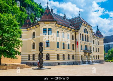 Alte Gebäude des Parlaments in Vaduz, Liechtenstein. Stockfoto