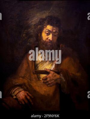 Der Apostel Simon, Rembrandt, 1661, Stockfoto