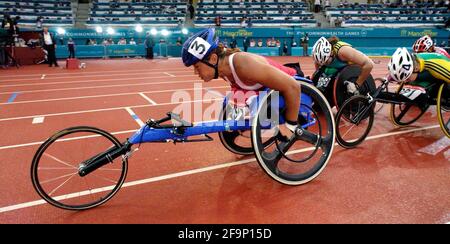 COMMONWEALTH GAMES MANCHESTER 31/7/2002 WOMANS 800M ROLLSTUHL SIEGER CHANTAL PETITCLERC BILD DAVID ASHDOWN.COMMONWEALTH SPIELE MANCHESTER Stockfoto