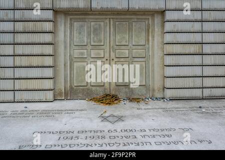 Holocaust-Mahnmal auf dem judenplatz in Wien, Österreich. Stockfoto