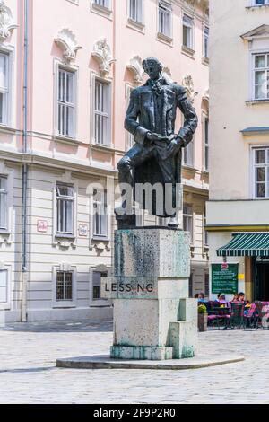 Denkmal für Gotthold Ephraim Lessing in der österreichischen Hauptstadt Wien. Stockfoto