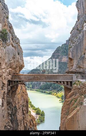 Royal Trail (El Caminito del Rey) in der Schlucht des Gaitanes Chorro, Provinz Malaga, Spanien. Stockfoto