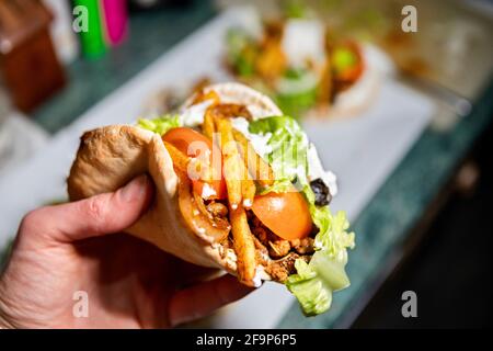 Hausgemachte griechische Gyros Stockfoto