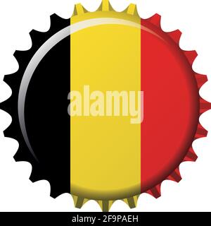 Nationalflagge Belgiens auf einem Flaschendeckel. Vektorgrafik Stock Vektor