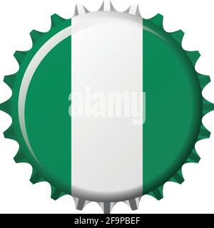 Nationalflagge von Nigeria auf einem Flaschendeckel. Vektorgrafik Stock Vektor