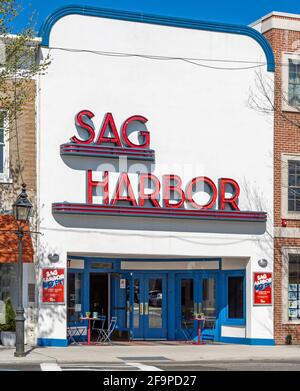 Vorderfassade des Sag Harbour Cinema Stockfoto