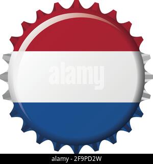 Nationalflagge der Niederlande auf einem Flaschendeckel. Vektorgrafik Stock Vektor