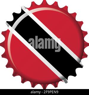 Nationalflagge von Trinidad und Tobago auf einem Flaschendeckel. Vektorgrafik Stock Vektor