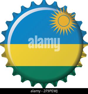 Nationalflagge Ruandas auf einem Flaschendeckel. Vektorgrafik Stock Vektor