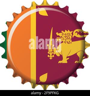 Nationalflagge Sri Lankas auf einem Flaschendeckel. Vektorgrafik Stock Vektor