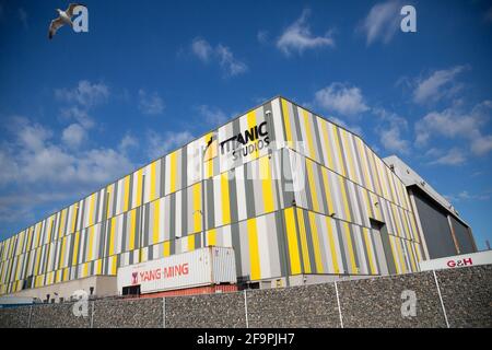 14.07.2019, Belfast, Nordirland, Vereinigtes Königreich - Titanic Studios, eines der größten Filmstudios in Europa, in dem einst die Titanic gebaut wurde. Stockfoto