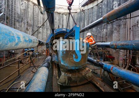 08.03.2021, Bottrop, Nordrhein-Westfalen, Deutschland - Themenfoto Emscher-Rekonstruktion, das Emscher-System wird 2021 abwasserklärantig sein, neue Nachteile Stockfoto
