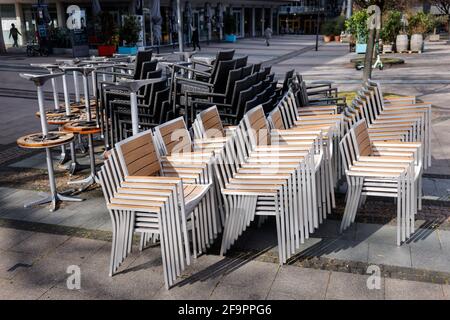 19.03.2021, Essen, Nordrhein-Westfalen, Deutschland - leere Einkaufsstraßen bei der zweiten Sperre, Corona-Krise, geschlossene Restaurants und Geschäfte bei Ken Stockfoto