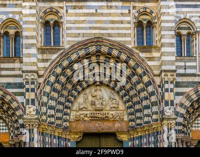 Detail der Kathedrale von saint lorenzo in genua Stockfoto