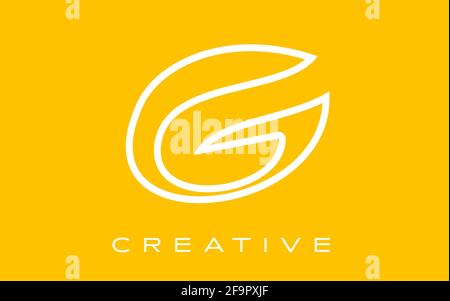 G Logo Design Outline mit kreativer moderner Design-Form und gelben Farben. G-Symbolvektor. G Buchstaben Design Idee Stock Vektor