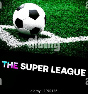Redaktionelles Foto zum Thema Super League. Illustratives Foto für Nachrichten über die Super League - ein Fußballwettbewerb des europäischen Spitzenfußballs Stockfoto