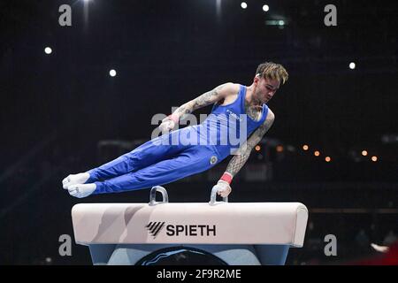 Basilea, Italien. April 2021. Nicola Bartolini Pauschenpferd (Italien) während des Kunstturnens - Europameisterschaft 2021, Gymnastik in Basilea, Italien, April 19 2021 Quelle: Unabhängige Fotoagentur/Alamy Live News Stockfoto
