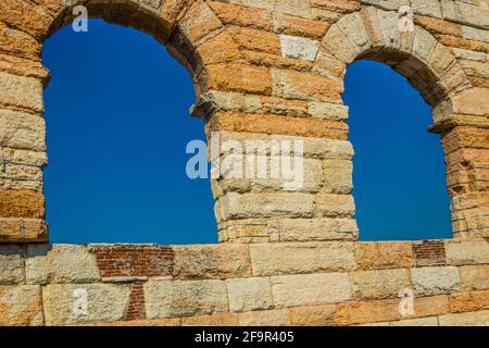 Das Innere der römischen Arena in der italienischen Stadt verona Stockfoto