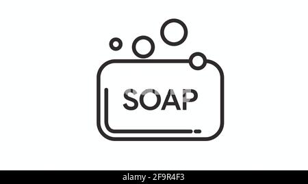 Soap-Symbol. Vektor schwarz-weiß isolierte Illustration eines Seifenbeines mit Blasen Stock Vektor