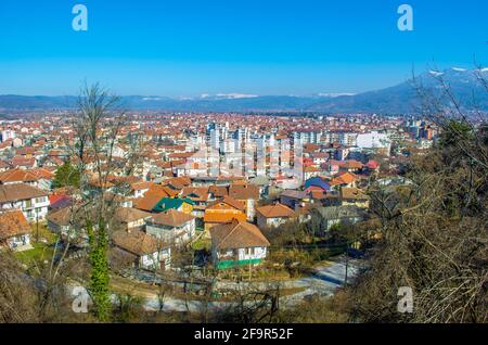 Luftaufnahme eines modernen Teils der mazedonischen Stadt ohrid. Stockfoto