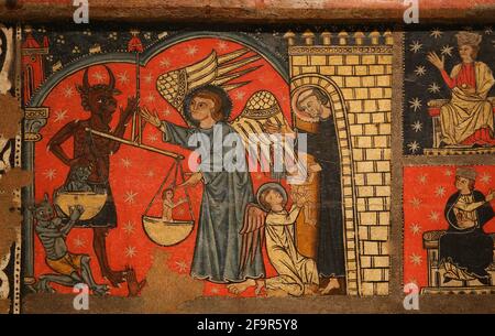 Meister von Soriguerola (13th-14th Jahrhundert). Panel der st. Michael. Kirche St. Miquel de Soriguerola. Fontanals de Cerdanya, Spanien. National Art Museu Stockfoto