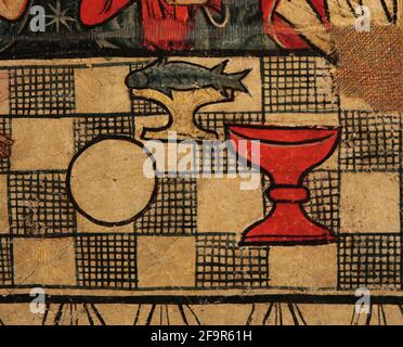 Meister von Soriguerola (13th-14th Jahrhundert). Panel der st. Michael. Kirche St. Miquel de Soriguerola. Fontanals de Cerdanya, Spanien. National Art Museu Stockfoto