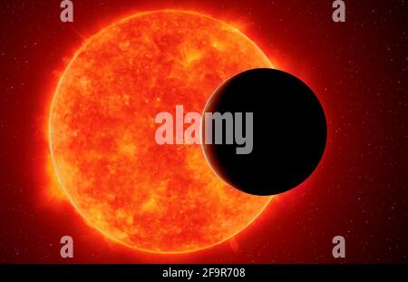 Exoplanet gegen den Roten Zwerg, Elemente dieses Bildes, die von der NASA eingerichtet wurden Stockfoto