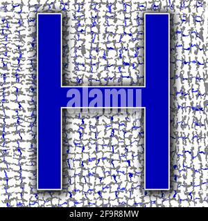 Quadratische Grafik mit einem bunten Großbuchstaben H als Großbuchstaben, Version Winter Stockfoto
