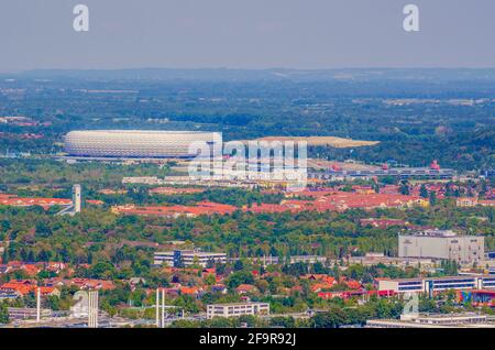 Luftaufnahme der allianz Arena in münchen Stockfoto