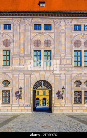 Detail eines Gebäudes namens Residenz in München (Bayern, Deutschland) im sonnigen Ambiente Stockfoto